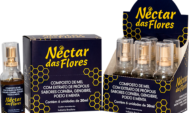 Spray Composto de Mel, Própolis, Copaiba, Gengibre, Poejo e Menta